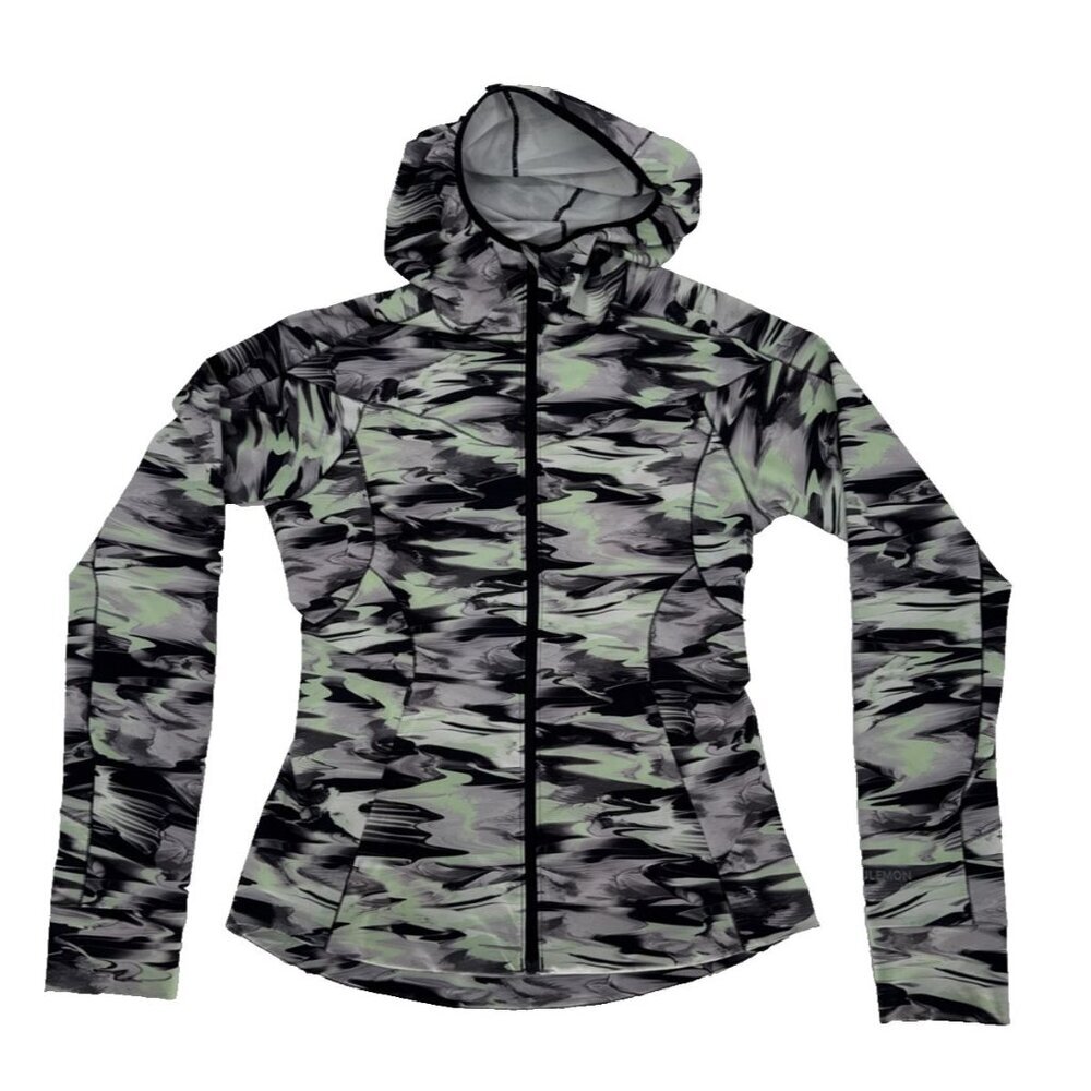 Lululemon Sz 6 Mist Over Windbreaker Zip Pockets Thumbholes W4BYDS Paint Glide